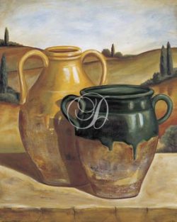 Olive Jars In Tuscan Landscape II