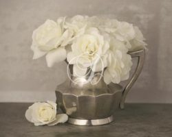 White Roses In Pewter Bowl I